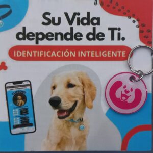 Plaquita identificadora color rosa con QR